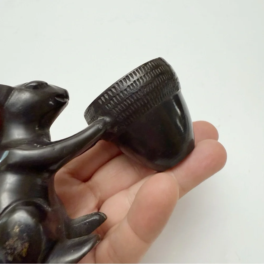 Crate & Barrel Dark Brown Metal Squirrel with Acorn Votive Candle Holder